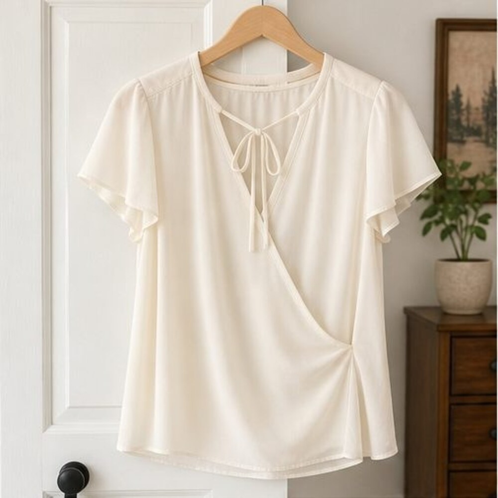 Cream Wrap Blouse